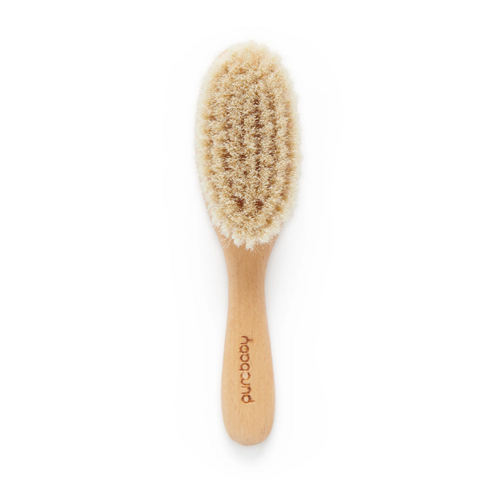 Baby brush with timber handle and goats hair bristles