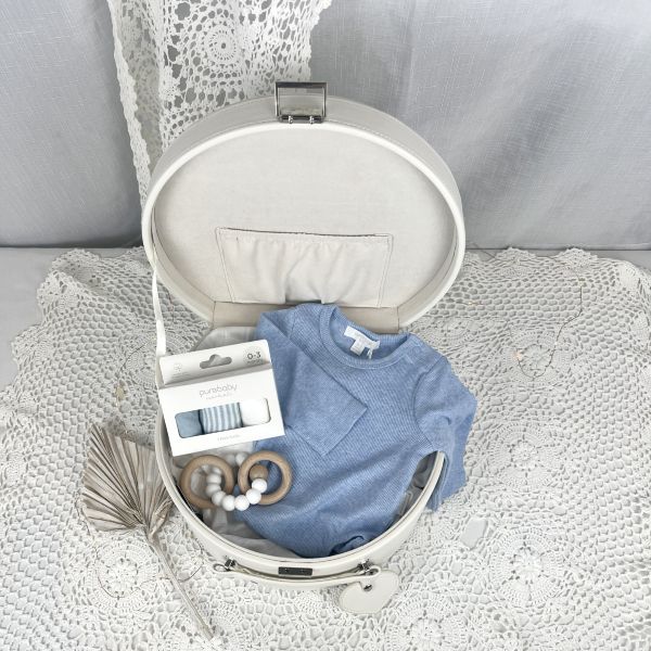 Hello Baby Blue - New Baby Gift Hamper | Baby Suit, Socks and Teether