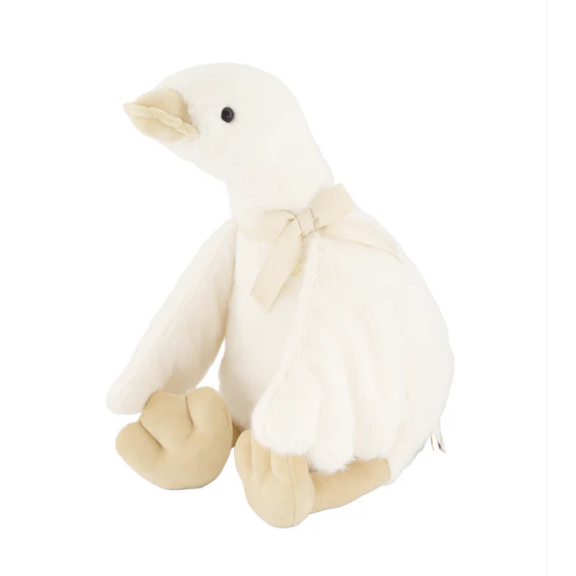 Plush toy duck Jamie Kay on a white background