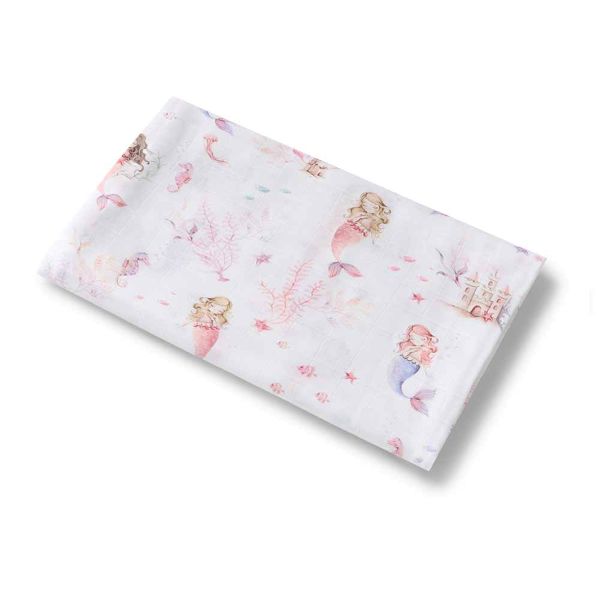 Fabric with mermaid pattern on a white background