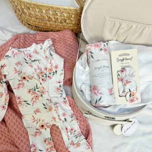 Camilla Baby Girl Gift Hamper | Floral Print Onesie, headband + more