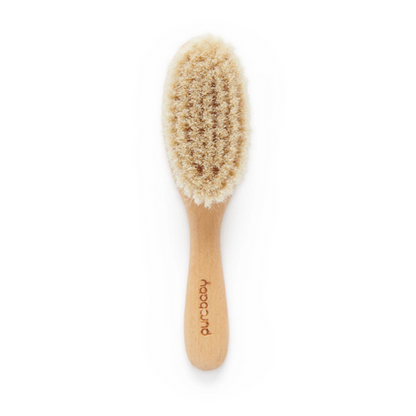 Baby brush with timber handle and goats hair bristles