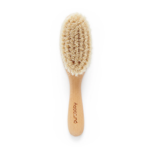 baby hairbrush made from timber and goats hair