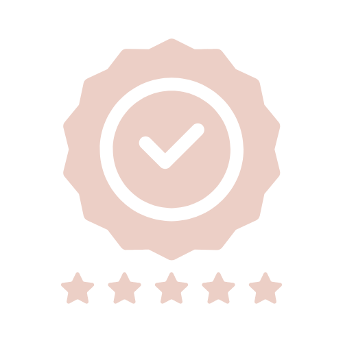 badge with a tick inside it a 5 stars to show quality
