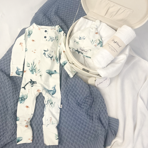Little Ocean Blue Baby - Baby Gift Hamper | Blue Blanket and Clothes