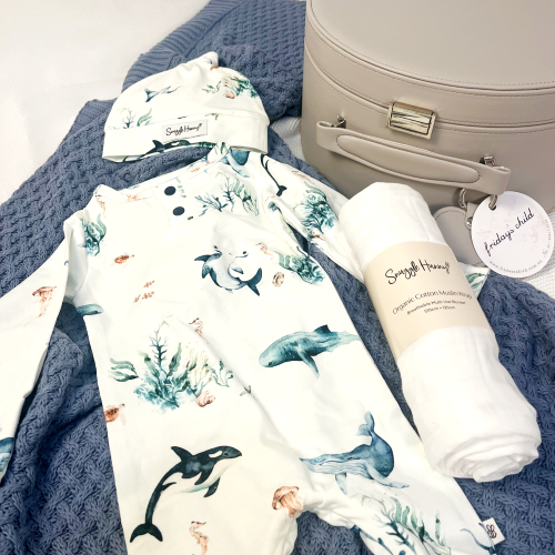 Little Ocean Blue Baby - Baby Gift Hamper | Blue Blanket and Clothes