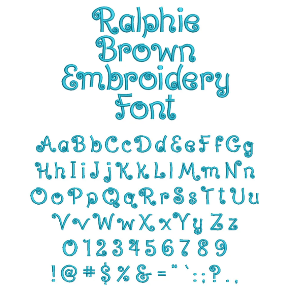Ralphie Brown Embroidery Font