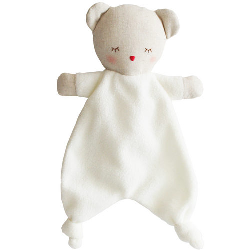 soft fleece and linen bear comforter