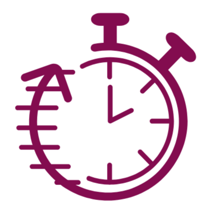 Purple stopwatch icon on a white background