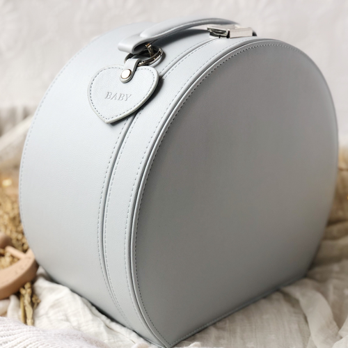 Grey keepsake box with personalised heart shaped key tag